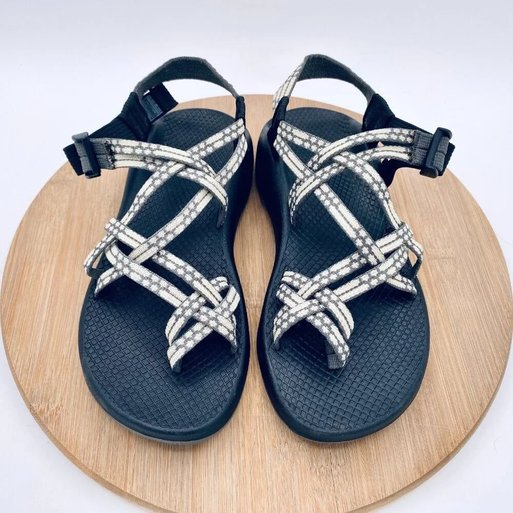 Chaco Women's Black Sandals with White Patterned Straps - Picture 2 of 10